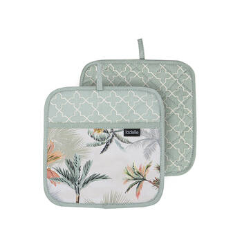 2pc Ladelle Panama Pot Holder Heat-Resistant Pad/Mitt Reusable/Washable