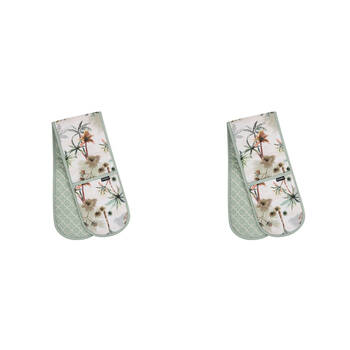 2PK Ladelle Panama Double Oven Cooking/Baking Mitt Washable Heat-Resistant Gloves