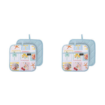2x 2pc Ladelle Capri Pot Holder Heat Resistant Non-Slip Kitchen Hot Pad