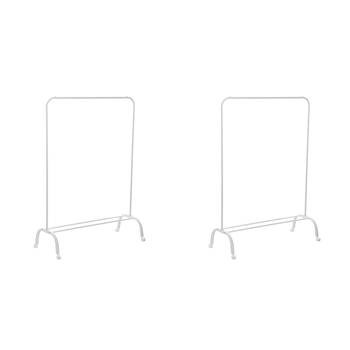2PK Boxsweden Metal Garment Rack w/ Wheels 110x154cm - White