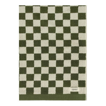 Esprit 800GSM Zenith Bathroom Cotton Bath Mat Checkered Olive Khaki Green