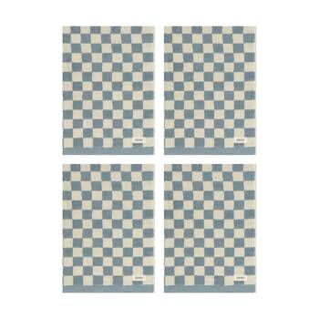 4PK Esprit 800GSM Zenith Bathroom Cotton Bath Mat Checkered Chambray Blue
