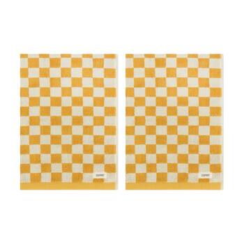 2PK Esprit 800GSM Zenith Bathroom Cotton Bath Mat Checkered Honey Yellow