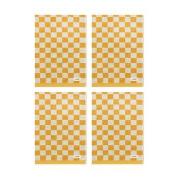 4PK Esprit 800GSM Zenith Bathroom Cotton Bath Mat Checkered Honey Yellow