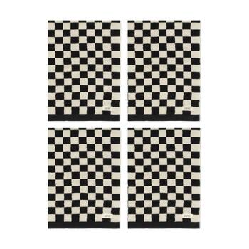 4PK Esprit 800GSM Zenith Bathroom Cotton Bath Mat Checkered Onyx Black