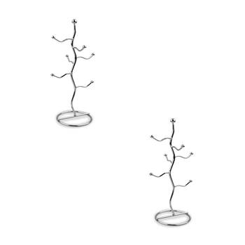 2PK Entrée Wiggly Mug Tree Cup Storage Holder Stand - Chrome