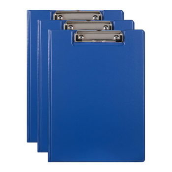 3PK Marbig PP Clipfolder A4 File Organiser Folder w/ Clip - Blue