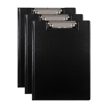 3PK Marbig PP Clipfolder A4 File Organiser Folder w/ Clip - Black