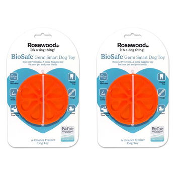 2PK Rosewood BioSafe Germ Smart Orange Fruit Dog Pet Interactive Dental Chew Toy