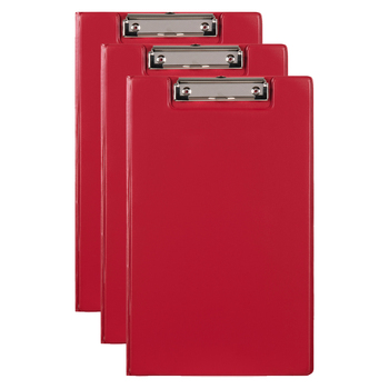 3PK Marbig PP Footscalp Clipfolder File Organiser w/ Clip - Red