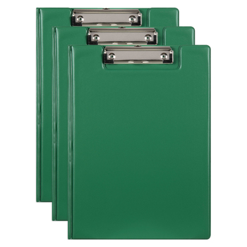 3PK Marbig PP Footscalp Clipfolder File Organiser w/ Clip - Green