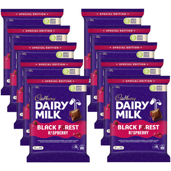 10pc Cadbury Dairy Milk Raspberry Black Forest 330g Chocolate Confectionery