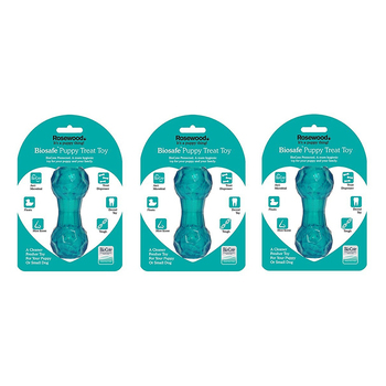 3PK Rosewood Biosafe Puppy Treat Dumbbell Pet Dog Chew Hygienic Dental Toy Blue