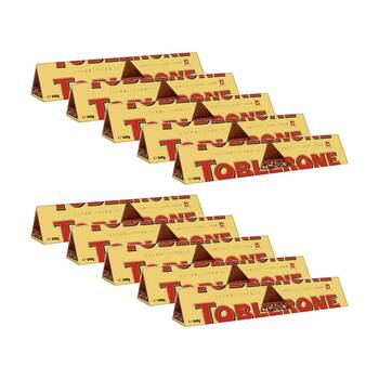 10PK Toblerone Swiss Milk Chocolate W/ Honey and Almond Nougat Confectionery