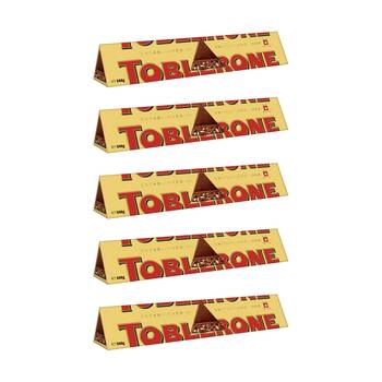 5PK Toblerone Swiss Milk Chocolate W/ Honey and Almond Nougat Confectionery