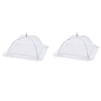 2PK Wiltshire Nylon Lace Trim Food Cover Protector 33x33cm