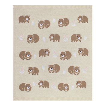 Living Textiles Australiana 85cm Cotton Baby Blanket - Wombat/Beige
