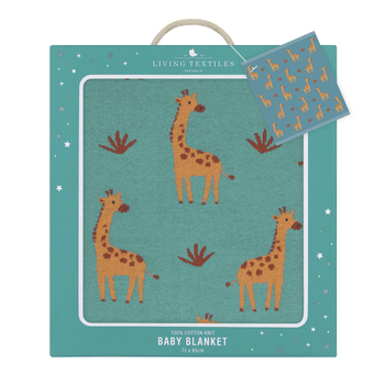 Living Textiles 85cm Whimsical Baby Blanket - Giraffe/Sage