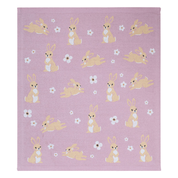 Living Textiles Whimsical 85cm Cotton Baby Blanket - Bunny/Lilac