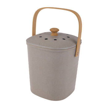 Appetito Square Bamboo Fibre Compost Bin w/ Charcoal Filter 3.8L Grey