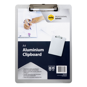 Marbig Aluminium A4 Clipboard w/ Lever Clip - Silver