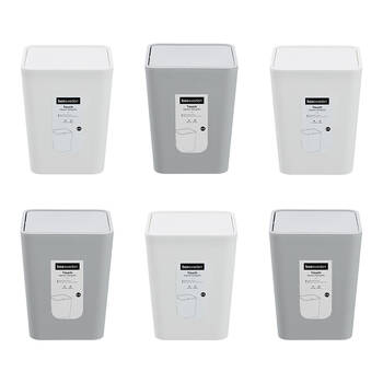 6PK Boxsweden Touch Swing Bin Square for Home/Office 2.7L Assorted