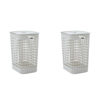 2PK Boxsweden 58L Laundry Lidded Basket Hamper Large - Assorted