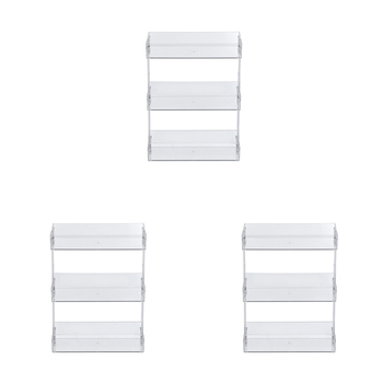 3PK Boxsweden 33cm Crystal Shelf 3-Tier Storage Organiser - Clear