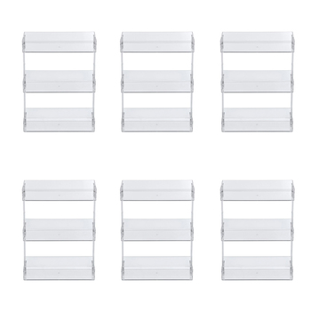 6PK Boxsweden 33cm Crystal Shelf 3-Tier Storage Organiser - Clear