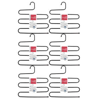 6PK Boxsweden 5 Tier Metal Space Saving Hangers Asst