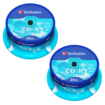 50pc Verbatim CD-R 700MB 52x Speed Blank Discs w/ Spindle Case