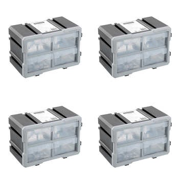 4PK Boxsweden Garaz 4-Drawer Storage Organiser 29.5x19.5cm - Grey