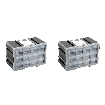 2PK Boxsweden Garaz 12-Drawer Storage Organiser 29.5x19.5cm - Grey