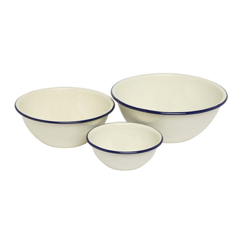 3pc Wiltshire Porcelain Enamel Mixing Bowl Set Blue