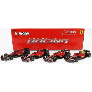 4pc Bburago Ferrari #16 Leclerc Gift Pack Formula 1 Car Toy 1:43 Red