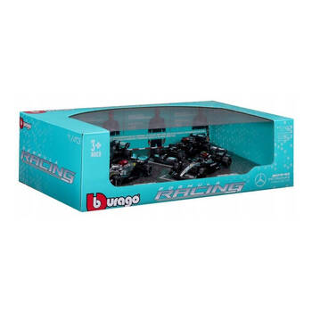 4pc Bburago Mercedes AMG #44 Hamilton Gift Pack Formula 1 Car Toy 1:43