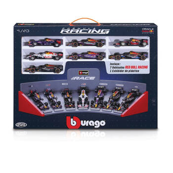 7pc Bburago Red Bull - Collection & Display Stand Formula 1 Car Toy 1:43