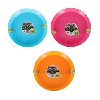 3PK Lemon & Lime Food Serving Tray Clear Lid 35.5cm Assorted