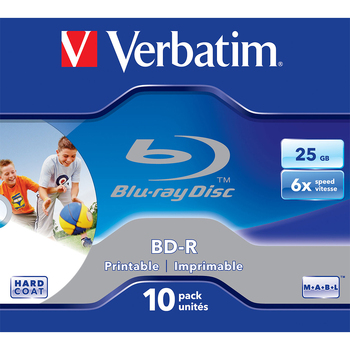 10PK Verbatim BD-R 25GB 6x Speed JC White Wide Printable Inkjet Blank Disc