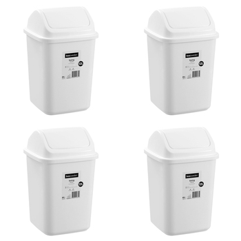 4PK Boxsweden 12L/38cm Swing Top Bin Trash Container - White