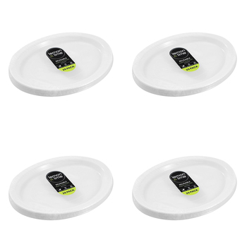 80pc Lemon & Lime Reusable Plastic Oval Plate 31x24.5cm - White