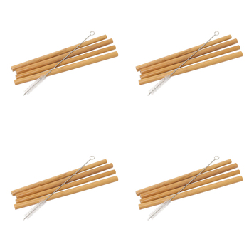 4 x 4pc Wiltshire Reusable Bamboo Drinking Straws w/ Brush 20cm