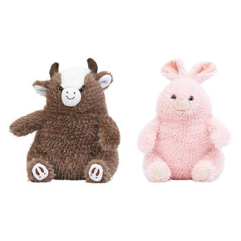 2pc Annabel Trends Plush Chubby Bubby 24cm Kids Soft Toy Bull & Bunny 0y+