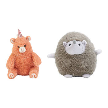 2pc Annabel Trends Plush Chubby Bubby 24cm Kids Soft Toy Hedgehog & Unicorn 0y+