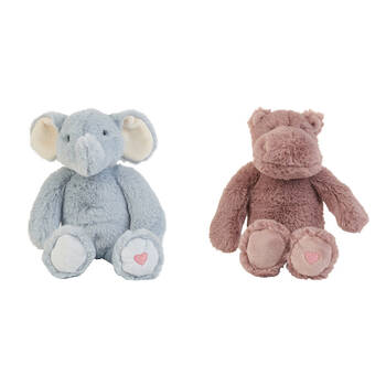 2pc Annabel Trends Plushie Pals Soft Plush Toy Babies 25cm Elephant & Hippo 0y+