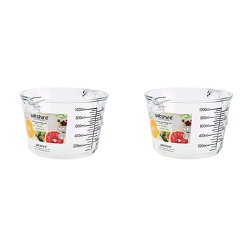 2PK Wiltshire Kitchen Glass Baking Measuring Jug 1000ml/4 Cups