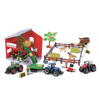 Miasto 10cm Horse Stable Playset with Tractor Playset Toy