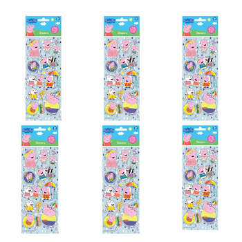 6x 3PK Peppa Pig Kids/Children Puffy & Fun Sticker Sheets 3y+