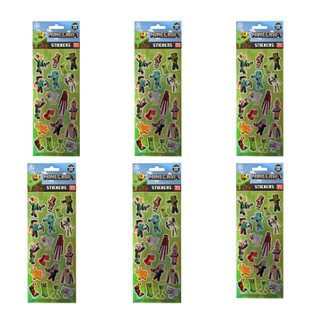 6x 3PK Minecraft Kids/Children Hologram & Fun Sticker Sheets 3y+