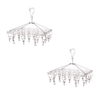 2PK D.line Stainless Steel Hanging Rectangle Clothes Dryer 20 Pegs 37x30cm